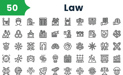 Set of outline law Icons. Vector icons collection for web design, mobile apps, infographics and ui