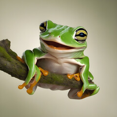 Magical Tree Frog: Professional Portrait of a Close-up Flying Tree Frog. generative AI