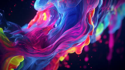 Abstract space liquid waves in neon colors background