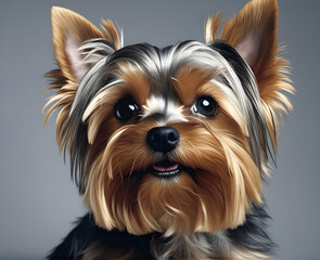 Captivating Charm: Close-up Portrait of a Yorkshire Terrier. Professional studio portrait of a yorkshire terrier dog. generative AI