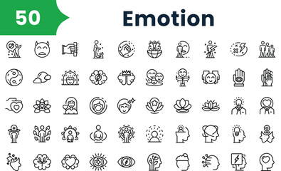 Set of outline emotion icons. Vector icons collection for web design, mobile apps, infographics and ui