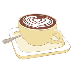 Cup of cappuccino with heart symbol