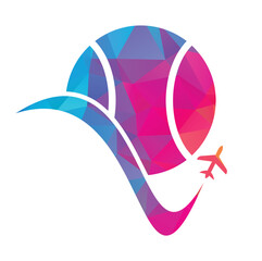 Tennis travel vector logo design template.