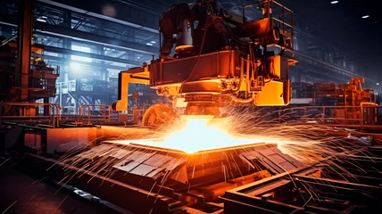 Foto op Plexiglas photo Manufacture of steel and metal products: Manufacture of steel and metal products, production work. Generative AI © Юрий Маслов