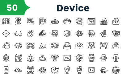 Set of outline device Icons. Vector icons collection for web design, mobile apps, infographics and ui