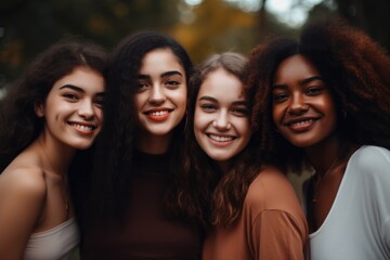 Fototapeta premium A group of young beautiful college students smiling
