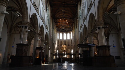 Obraz premium The interior of a church in Alkmaar Netherlands (Grote or Sint-Laurenskerk)