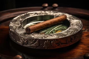 Fototapeten Vintage cigar ashtray Premium accessory for discerning connoisseurs © The Big L