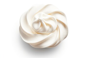 Whipped cream swirl on white background isolated
