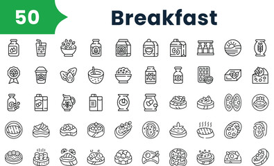Set of outline breakfast icons. Vector icons collection for web design, mobile apps, infographics and ui