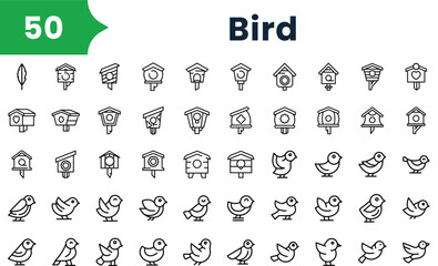 Set of outline bird icons. Vector icons collection for web design, mobile apps, infographics and ui