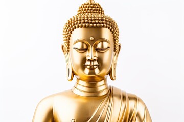 White background with golden Buddha