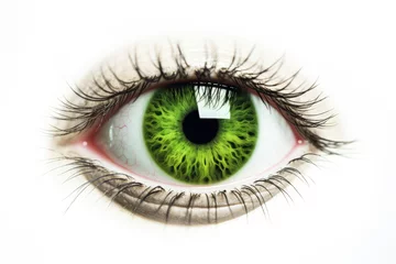 Foto op Canvas White background with green eye © The Big L