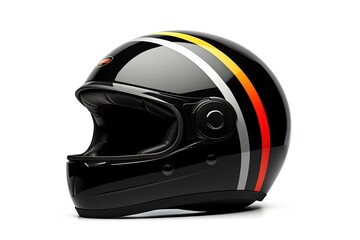 White background with isolated black helmet and stripes