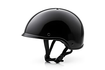 White background with isolated black biker helmet