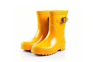 White background with kids rubber boots - obrazy, fototapety, plakaty