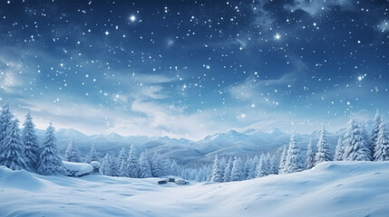 Fototapeta na wymiar Immerse yourself in the charm of a Christmas winter background, featuring a snowy sky, an assortment of snowflake variations