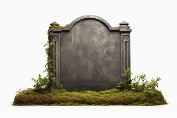 White isolated tombstone with empty space