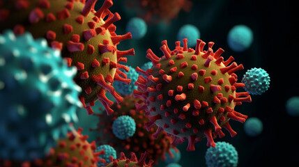 Coronavirus causing infectious diseases, close-up. - obrazy, fototapety, plakaty