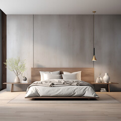 Modern bedroom interior design, bedroom interior mockup, 3d render illustration mockup