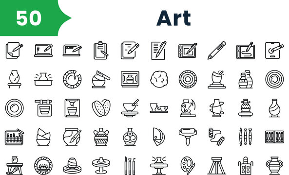 Set of outline art icons. Vector icons collection for web design, mobile apps, infographics and ui