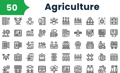 Set of outline agriculture icons. Vector icons collection for web design, mobile apps, infographics and ui