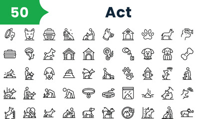 Set of outline act icons. Vector icons collection for web design, mobile apps, infographics and ui