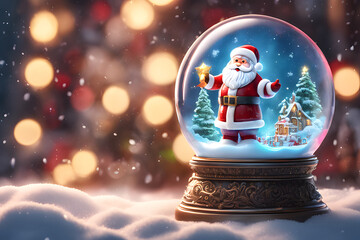 Santa Claus inside Snow globe. Generative AI - 654459439
