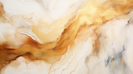 Banner with abstract background, golden watercolor paints