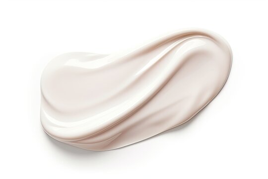White skincare sample on white background BB CC cream product texture Makeup foundation smear