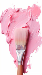 brush with pink paint to paint interior walls