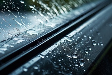 Windshield wipers clean water off glass - obrazy, fototapety, plakaty