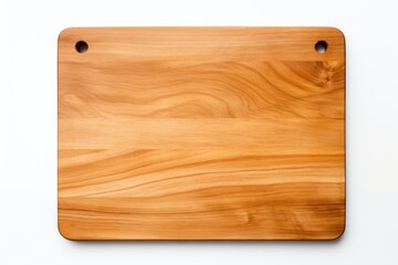 Wooden cutting board on a white surface