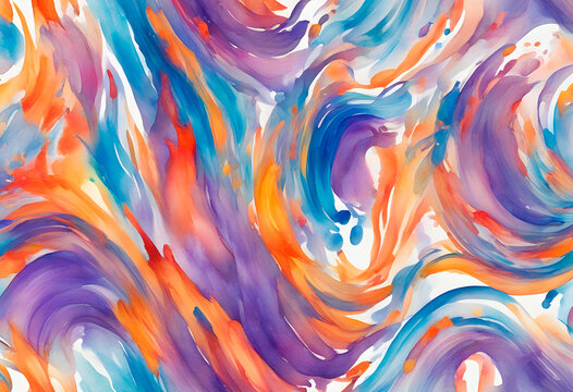 Abstract colorful rainbow color painting illustration - watercolor splashes