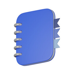 A notebook with bookmark logo icon. management efficient work on project plan concept, assignment and exam, work solution render illustration.