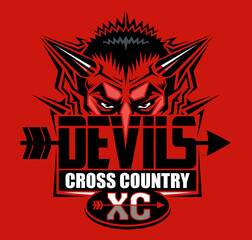 Obraz premium devils cross country team design with half mascot for school, college or league sports