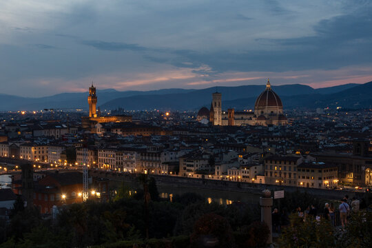 Scenic view of Michelangelo Square in evening