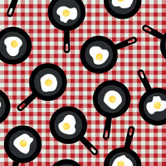 Vector seamless pattern with frying pans