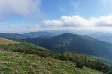 Fototapeta na wymiar Basque landscape beautiful hills covered with forest, Aiako Harria, Gipuzkoa, Basque Country, Spain
