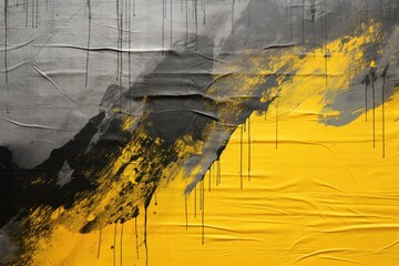 Yellow ink splashes on gray fabric screen printing ink