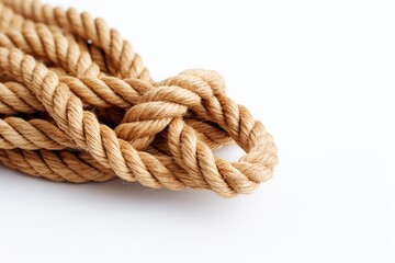 Zoomed in shot of rope segment against white backdrop