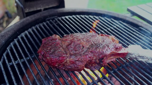 steak on the grill