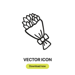 Bouquet icon vector. Linear-style sign for mobile concept and web design. Bouquet symbol illustration. Pixel vector graphics - Vector.