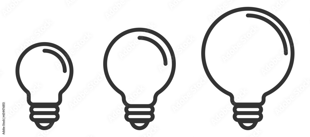 Poster light bulb icon vector. llightbulb idea logo concept. set lamps electricity icons web design element