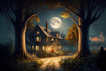 Fototapeta na wymiar halloween background with house