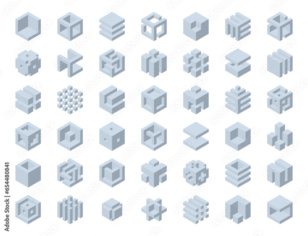 Poster cube logo vector design. cubes 3d set template graphic elements.