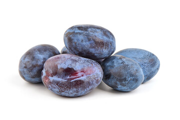 Fresh plum fruit, isolated on white background.