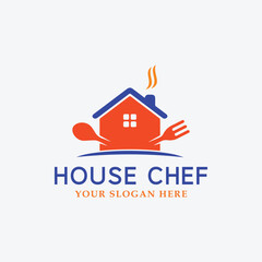 house kitchen chef logo design vector