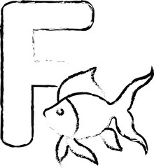 Alphabet Series F hand drawn illustration