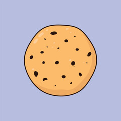 Flat Chocolate White  Choco Chips Cookie Icon Vector Illustration